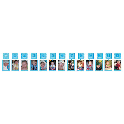 Picture of FIRST BIRTHDAY BOY GLITTER PHOTO GARLAND DECORATION - 3.65M